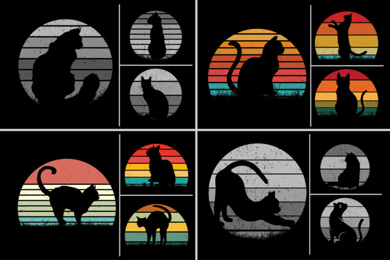 Retro Vintage Sunset T-Shirt Design Graphic Vector Background Bundle