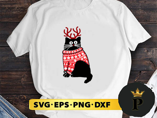 Cat with christmas jumper meow svg, merry christmas svg, xmas svg digital download t shirt vector file