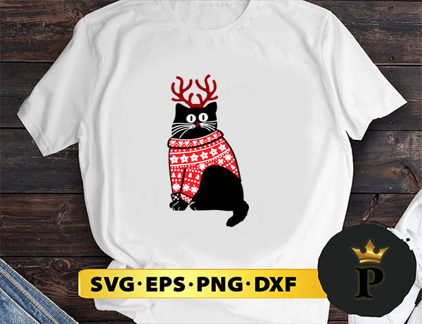 Cat with Christmas Jumper Meow SVG, Merry christmas SVG, Xmas SVG Digital Download