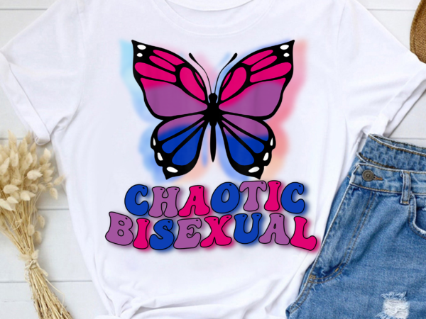 Chaotic bisexual lgbtq bi pride flag butterfly retro groovy nl t shirt vector file