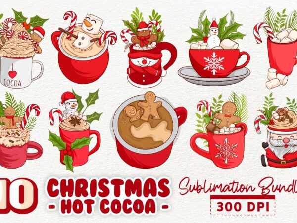 Christmas hot cocoa and coffee cup sublimation bundle t shirt vector file