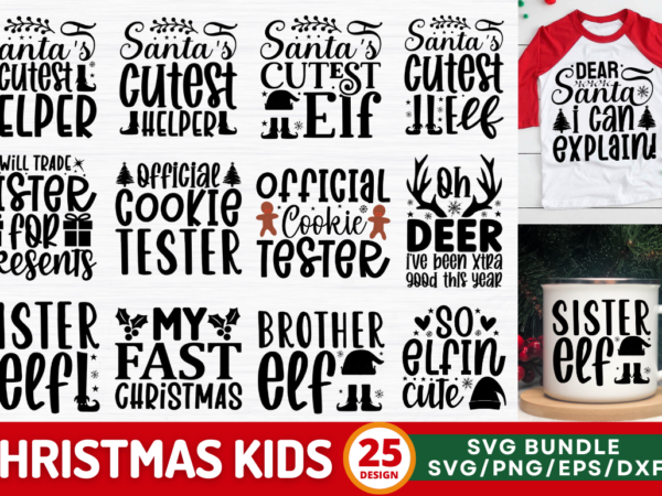 Christmas kids svg bundle t shirt vector file