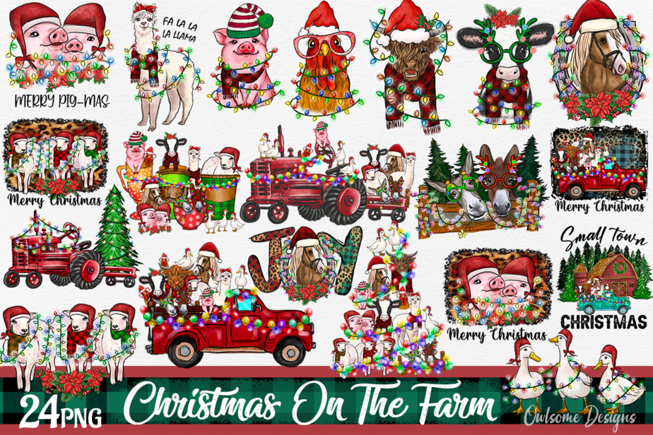 Christmas On The Farm Sublimation Bundle - Buy t-shirt designs