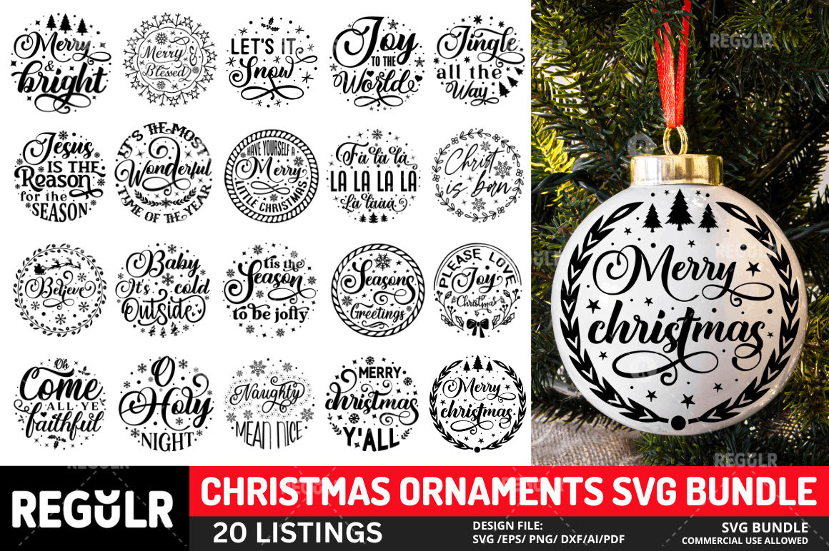 Christmas Ornaments SVG Bundle Buy tshirt designs