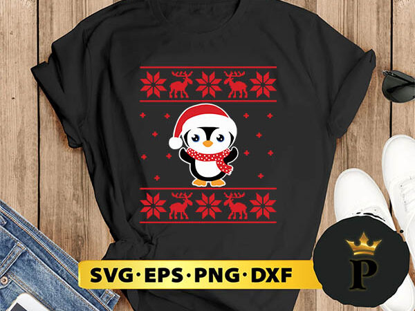 Christmas penguin svg, merry christmas svg, xmas svg digital download t shirt vector file