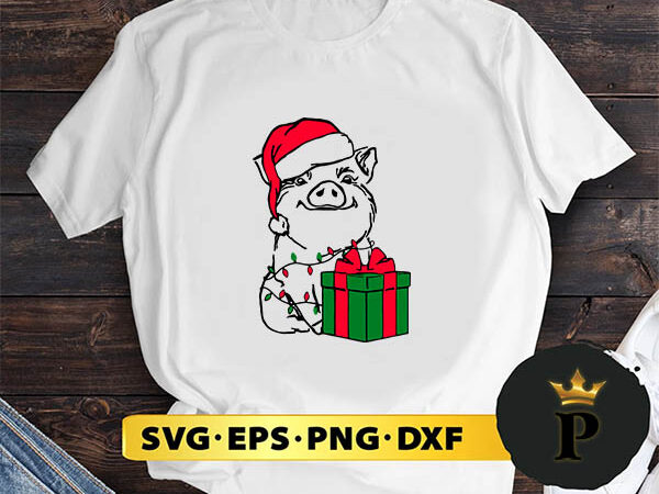 Christmas pig svg, merry christmas svg, xmas svg digital download t shirt vector file