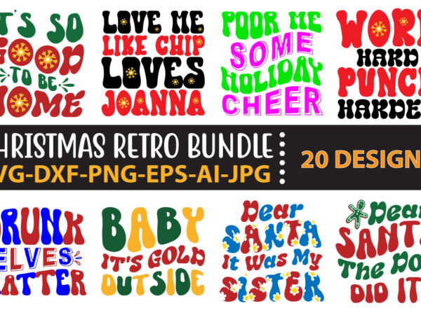 Christmas retro bundle t shirt vector file