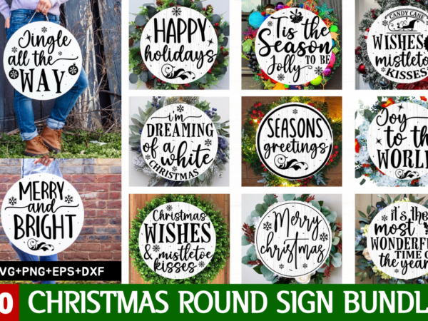 Christmas round sign bundle t shirt vector file