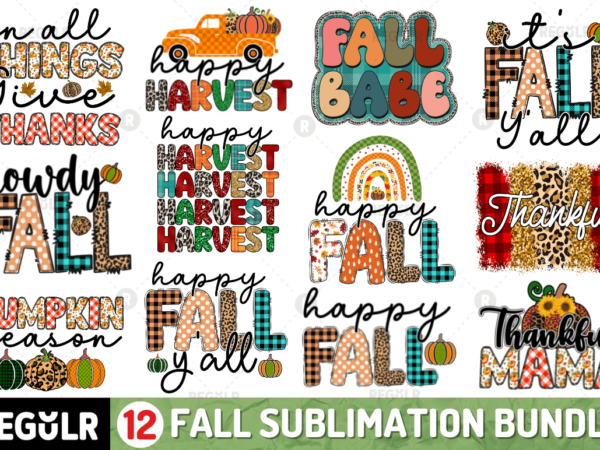 Fall sublimation bundle t shirt graphic design