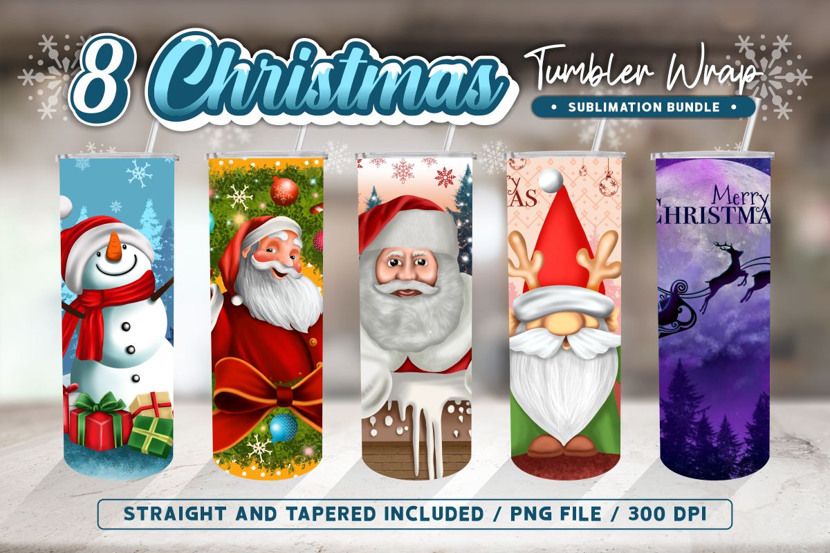 Christmas tumbler sublimation wrap / yeti tumbler wrap png