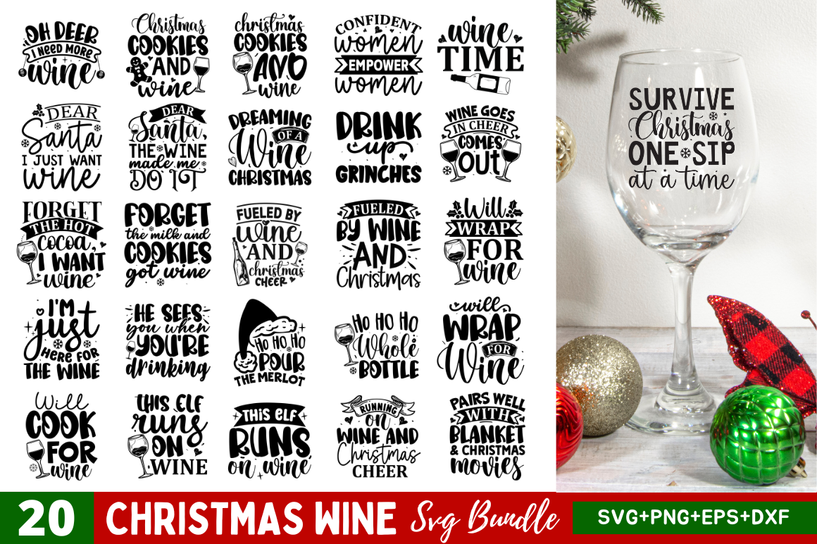 Christmas Wine SVG Bundle - Buy t-shirt designs