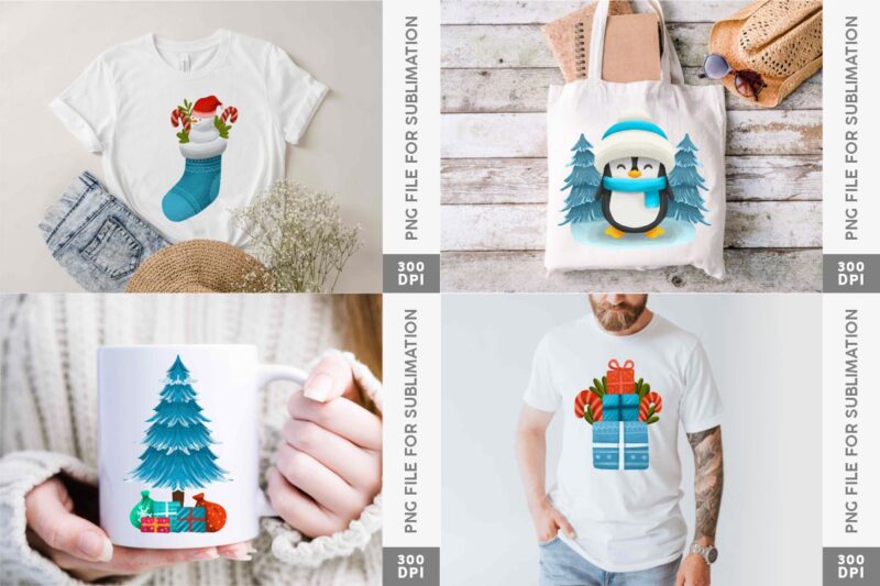 Christmas Winter Clipart PNG Bundle, Christmas Sublimation