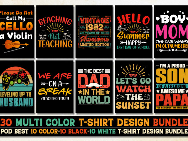 Colorful t-shirt design bundle