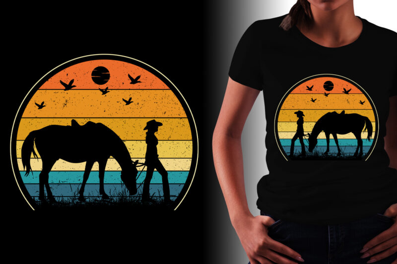 Retro Vintage Sunset T-Shirt Design Graphic Vector Background Bundle