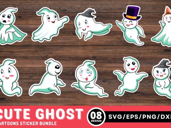 Cute ghost sticker bundle t shirt vector file