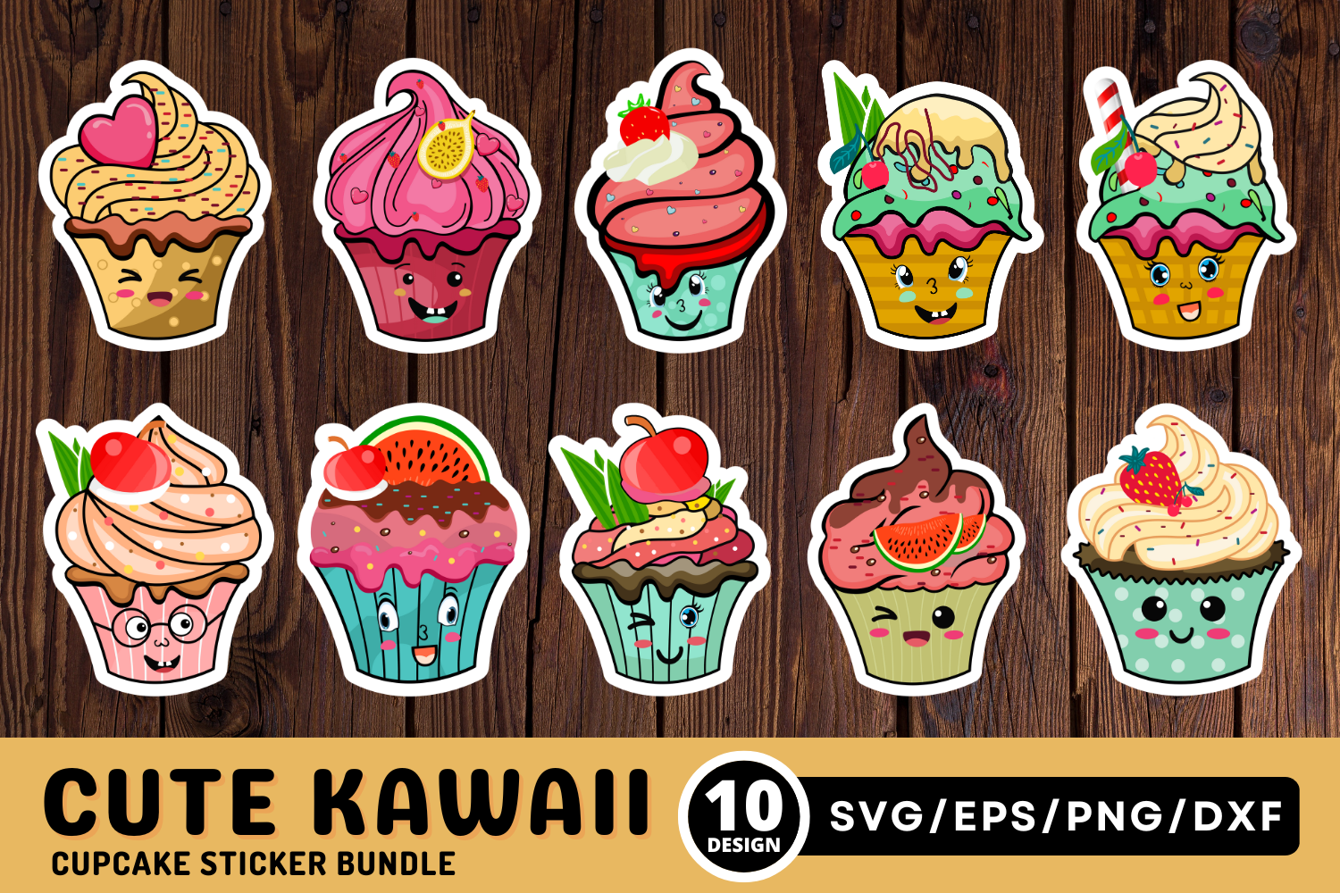 Cute Halloween Stickers - 20 Cute Cupcake Stickers PNG