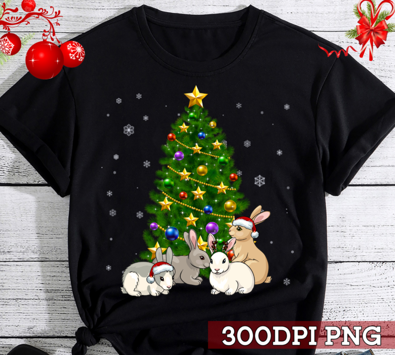 Cute Rabbits Funny Christmas Tree Rabbit Lovers Animal Xmas