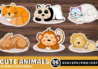 Cute Sleeping Animals Sticker Bundle t shirt vector file