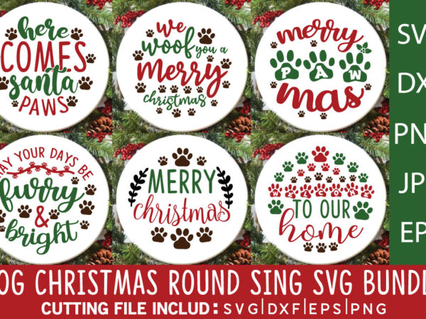 Dog christmas round svg bundl t shirt vector illustration