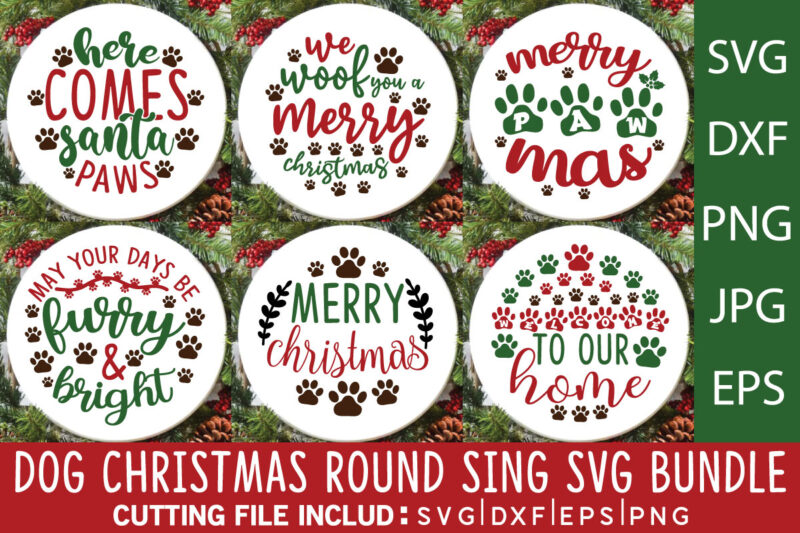 Dog Christmas Round Svg Bundl