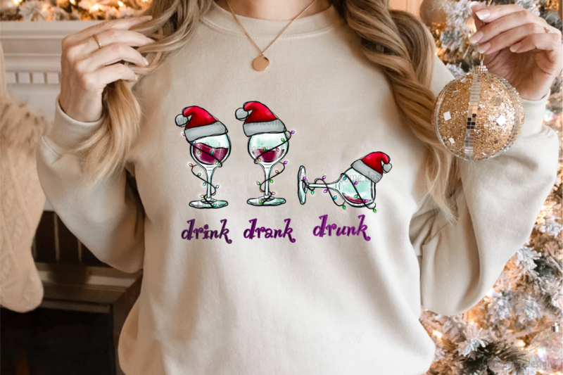 Drunk Funny Wine Christmas Sublimation