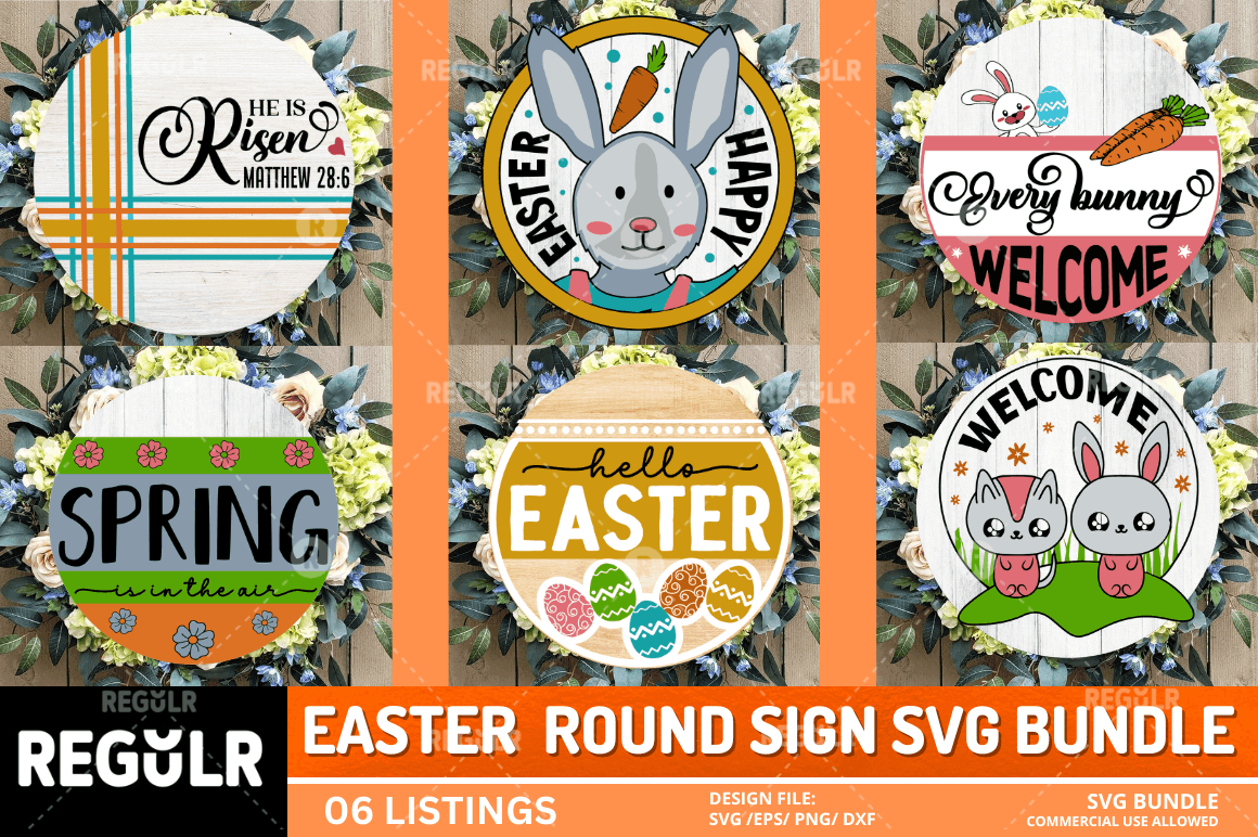 Easter round Sign Bundle - Buy t-shirt designs