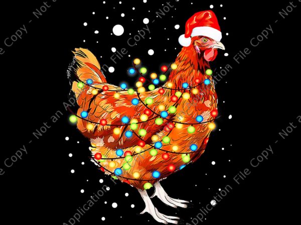 Chicken christmas lights with santa hat xmas png, chicken lights christmas png, chicken xmas png, christmas png t shirt vector file