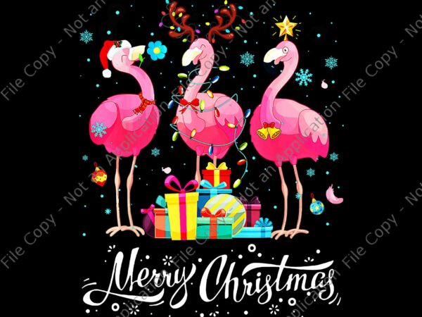 Flamingo lights santa hat xmas tree christmas png, flamingo lights christmas png, flamingo xmas png, christmas png t shirt graphic design