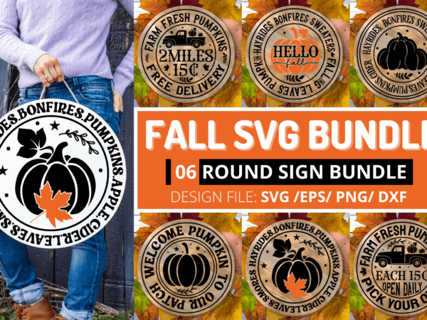 Fall round sign svg bundle t shirt graphic design