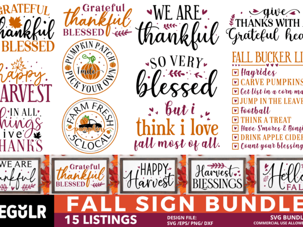 Fall sign svg bundle t shirt graphic design