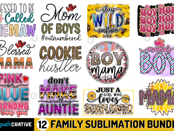 Family sublimation bundle t shirt graphic design