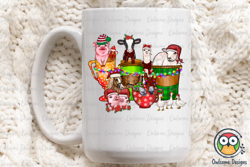 Farm Animals Coffee Christmas Sublimation