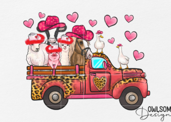 Farm Truck Valentine PNG Sublimation