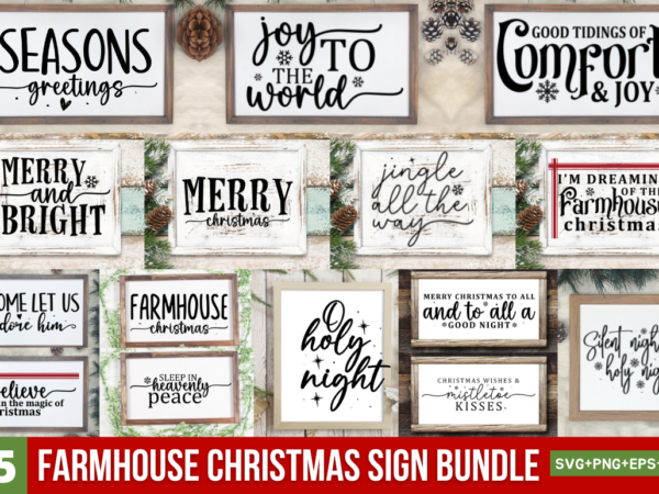 Farmhouse christmas sign bundle t shirt graphic design