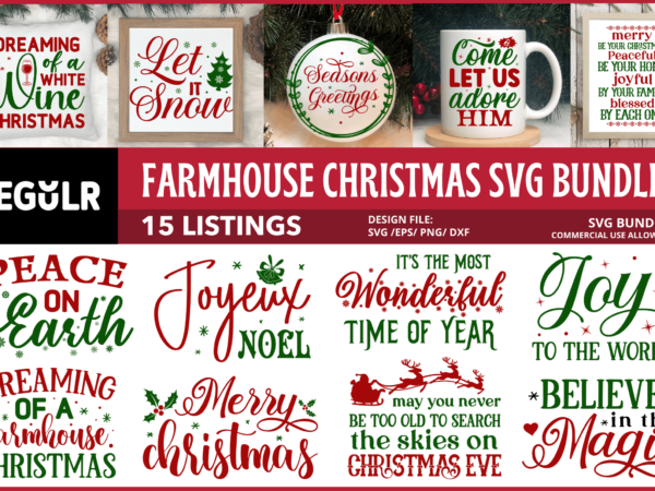 Farmhouse christmas svg bundle t shirt graphic design