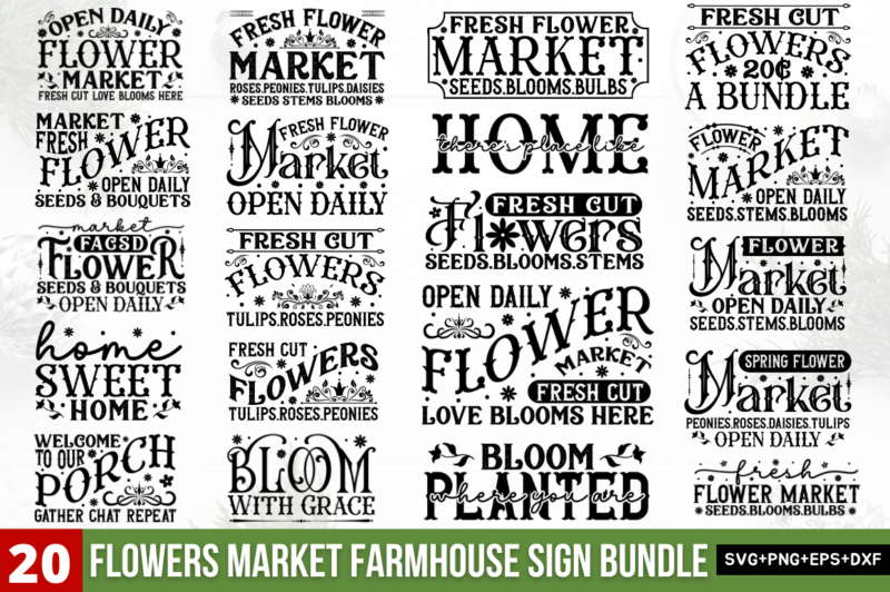 Flowers Market Farmhouse Sign Svg Bundle