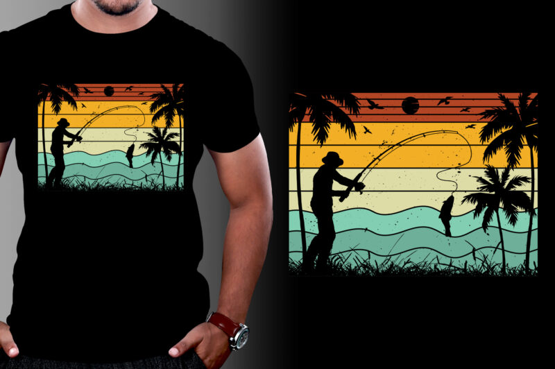 Retro Vintage Sunset T-Shirt Design Graphic Vector Background Bundle