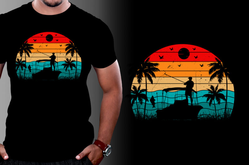 Retro Vintage Sunset T-Shirt Design Graphic Vector Background Bundle