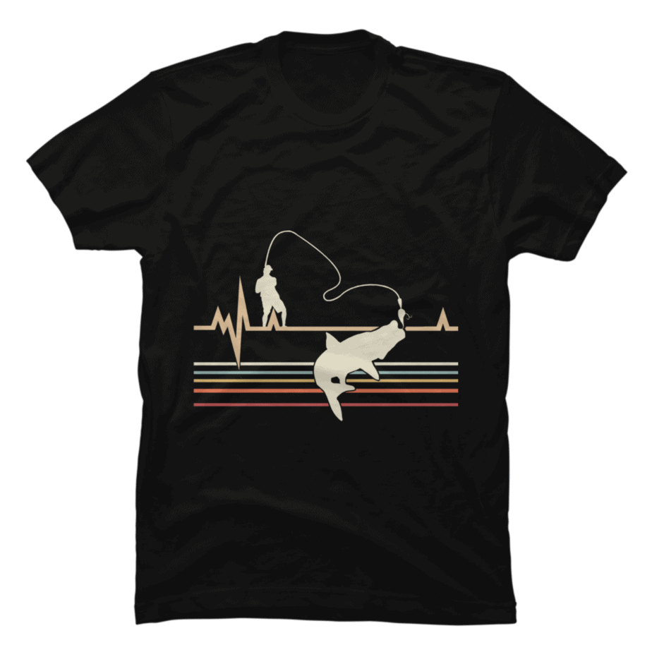 Fishing fisherman heartbeat vintage retro - Buy t-shirt designs