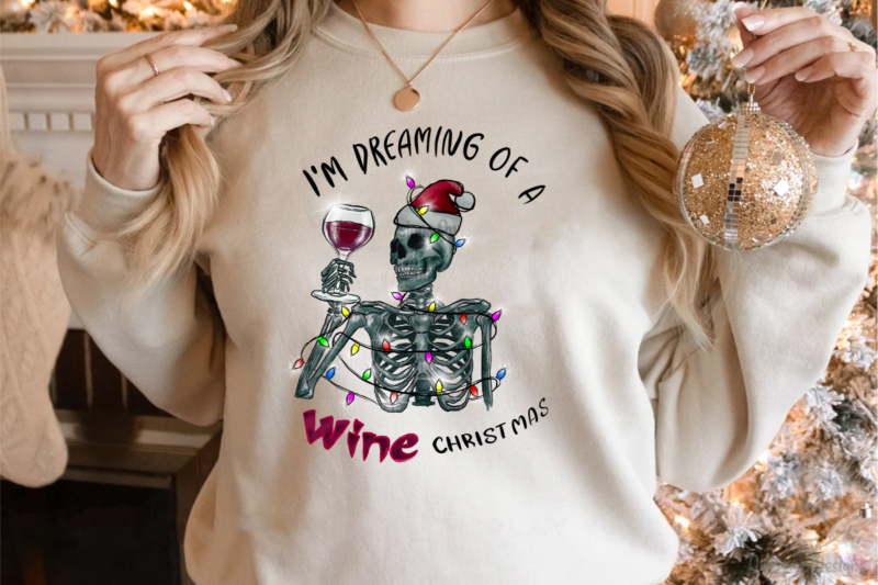 Funny Skeleton Wine Christmas Sublimation