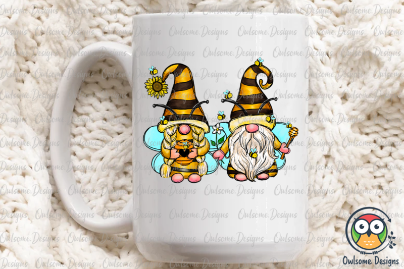 Gnomes Couple Cute Bee PNG Sublimation