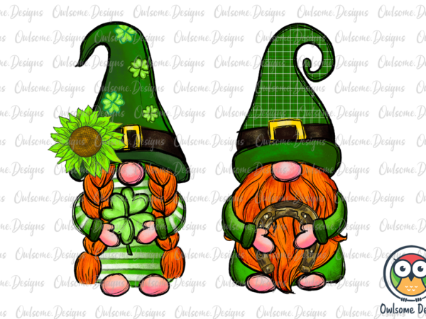 Gnomes couple patrick day png sublimation t shirt design template