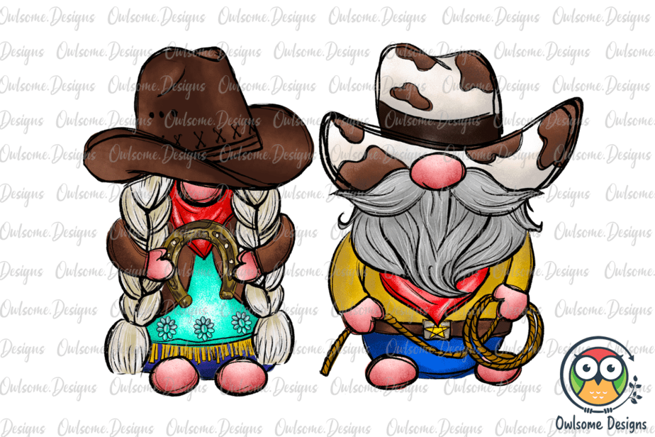 Gnomes Couple Western Cowboy PNG Sublimation - Buy t-shirt designs