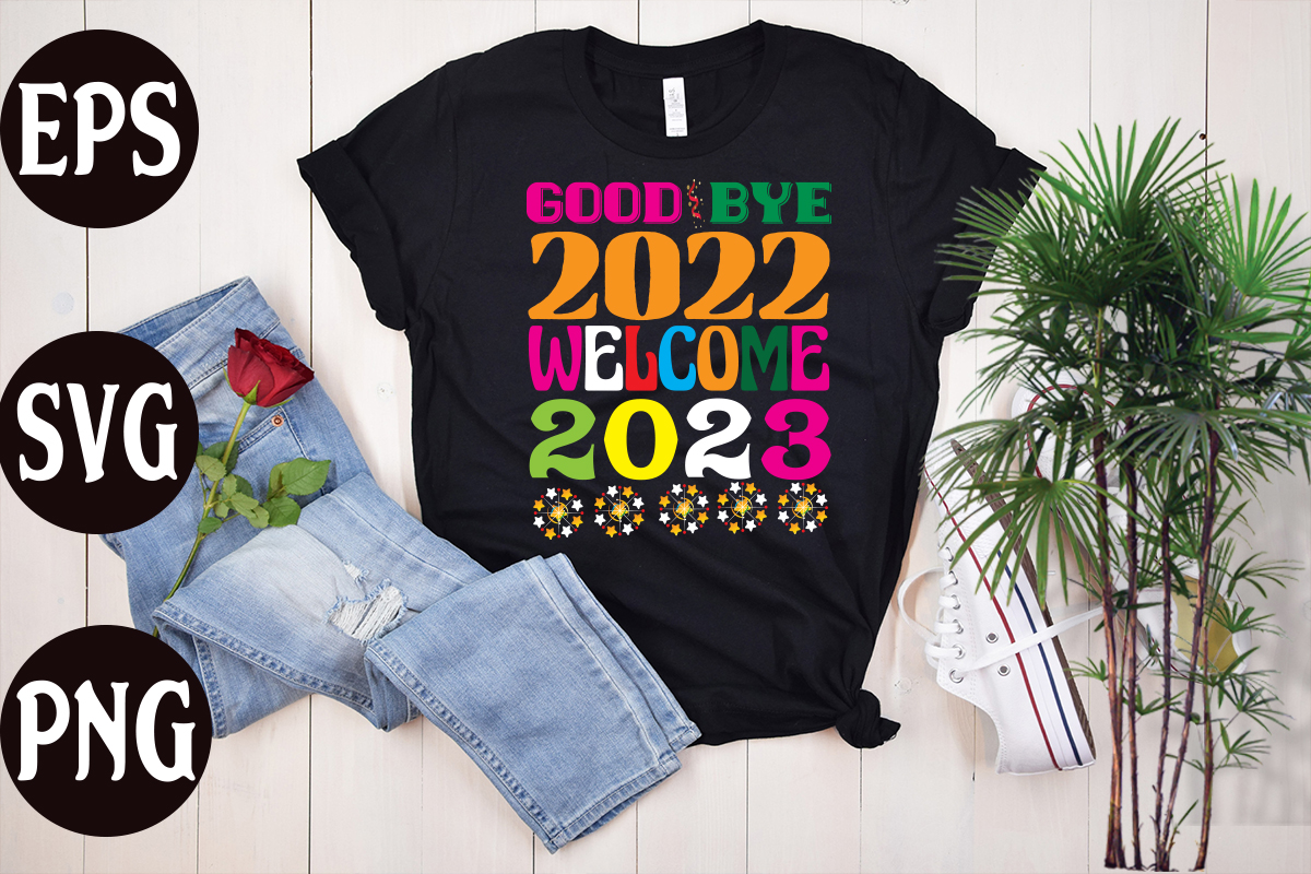 Premium Vector  Goodbye, 2022 welcome 2023 - groovy new year 2023 t-shirt  and apparel design. retro style.
