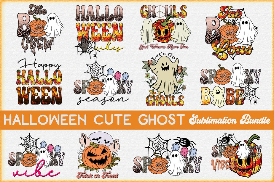 Halloween Cute Ghost Sublimation Bundle - Buy t-shirt designs