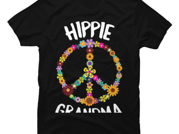 Hippe grandma peace sign with flowers retro groovy floral graphic t shirt