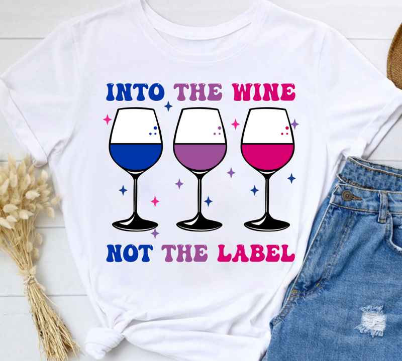 Into The Wine Not The Label Bisexual Pride Flag Retro Groovy NL