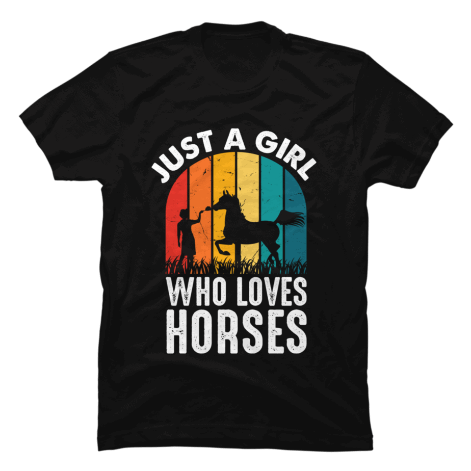 Just A Girl Who Loves Horse Retro Sunset. - Buy t-shirt designs