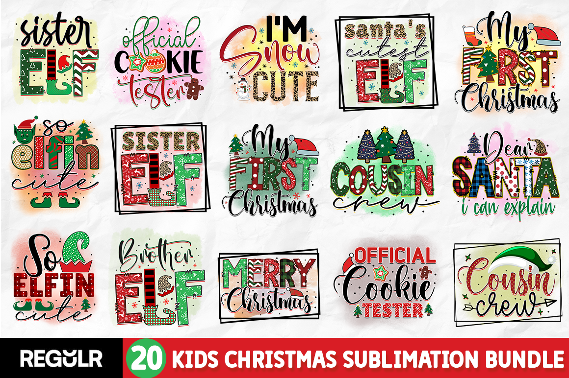 Kids Christmas Sublimation Bundle - Buy t-shirt designs