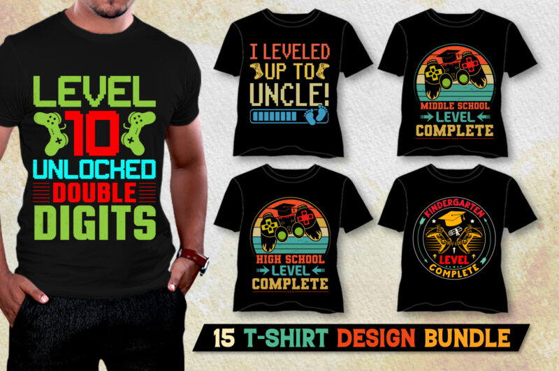 Level Up T-Shirt Design Bundle